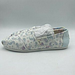 Toms Women's 8.5 Classic Canvas Unicorn Blue Glitter Slip On Shoes Flats…